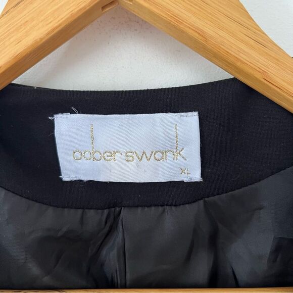 Oober Swank Navy Pink Patterned Open-Front Blazer Jacket - Picture 8 of 8